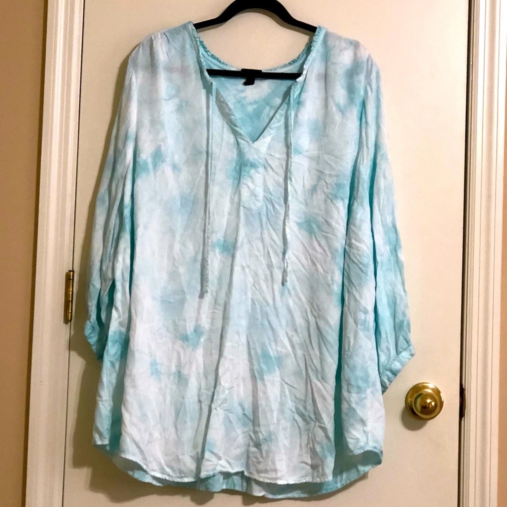 Torrid 4X Tie Dye Long Sleeve Boho Peasant Top
